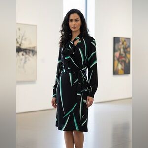 DIANE VON FURSTENBERG Black Faux Wrap Dress